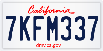 CA license plate 7KFM337
