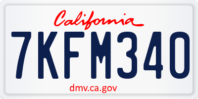 CA license plate 7KFM340
