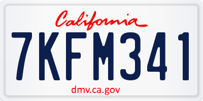 CA license plate 7KFM341