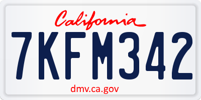 CA license plate 7KFM342
