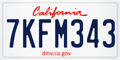 CA license plate 7KFM343