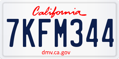 CA license plate 7KFM344