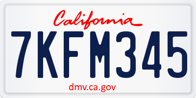 CA license plate 7KFM345