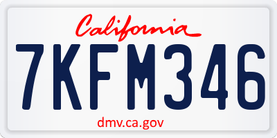 CA license plate 7KFM346