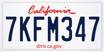 CA license plate 7KFM347