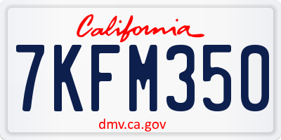 CA license plate 7KFM350