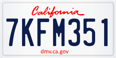 CA license plate 7KFM351