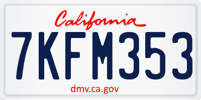 CA license plate 7KFM353