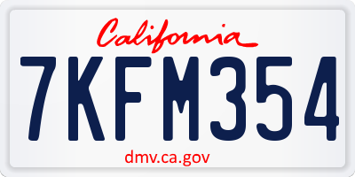 CA license plate 7KFM354