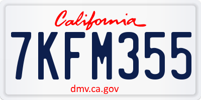 CA license plate 7KFM355