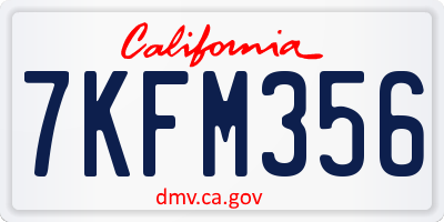 CA license plate 7KFM356