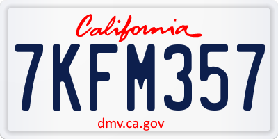 CA license plate 7KFM357