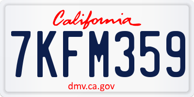 CA license plate 7KFM359