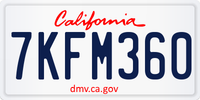 CA license plate 7KFM360