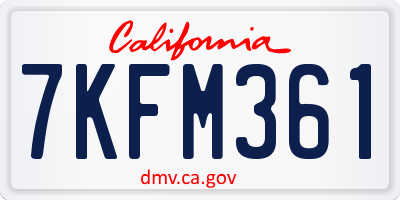 CA license plate 7KFM361