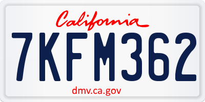 CA license plate 7KFM362