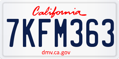 CA license plate 7KFM363