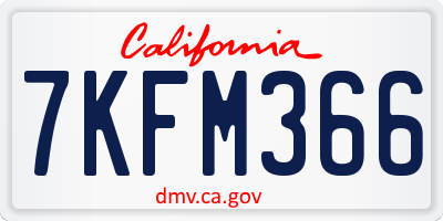 CA license plate 7KFM366