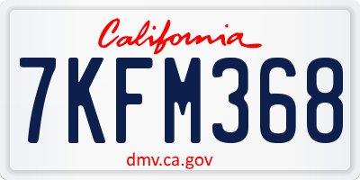 CA license plate 7KFM368