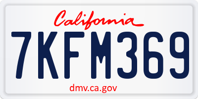 CA license plate 7KFM369