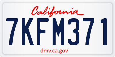 CA license plate 7KFM371