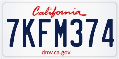 CA license plate 7KFM374