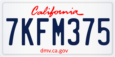 CA license plate 7KFM375