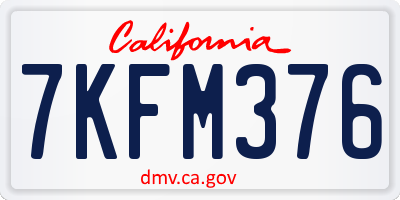 CA license plate 7KFM376