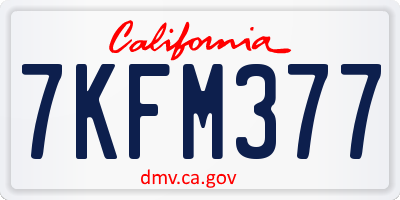 CA license plate 7KFM377