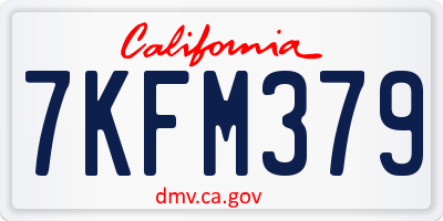 CA license plate 7KFM379