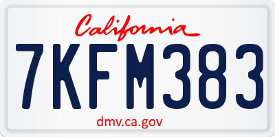 CA license plate 7KFM383