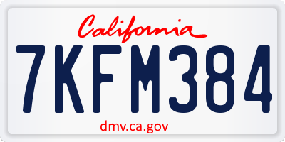 CA license plate 7KFM384