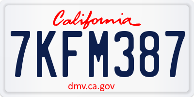 CA license plate 7KFM387