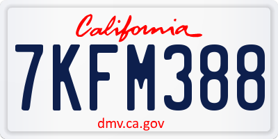 CA license plate 7KFM388