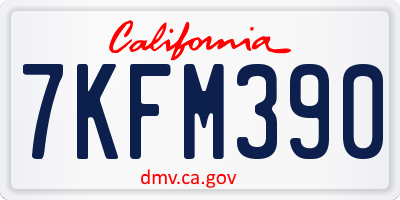 CA license plate 7KFM390