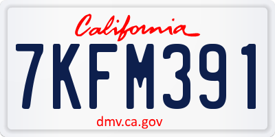 CA license plate 7KFM391