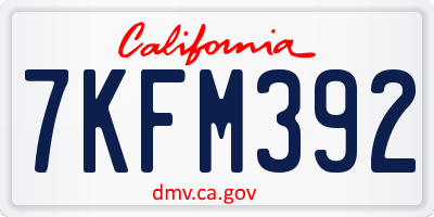CA license plate 7KFM392