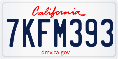 CA license plate 7KFM393