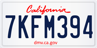 CA license plate 7KFM394