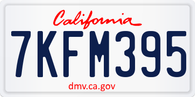 CA license plate 7KFM395
