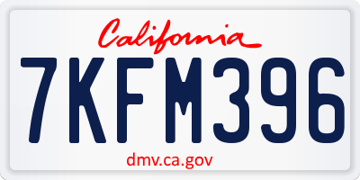 CA license plate 7KFM396