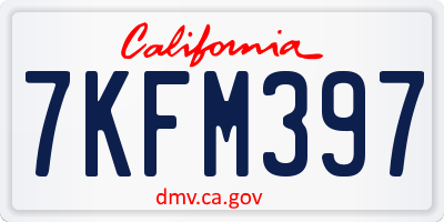 CA license plate 7KFM397