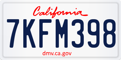 CA license plate 7KFM398