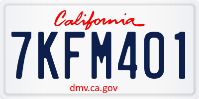 CA license plate 7KFM401