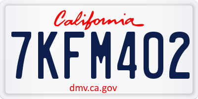 CA license plate 7KFM402