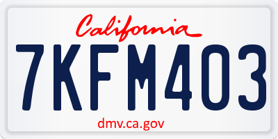 CA license plate 7KFM403