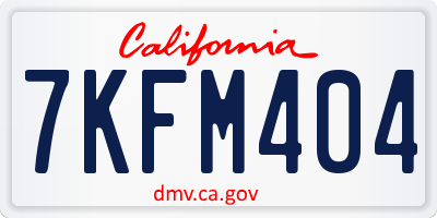 CA license plate 7KFM404