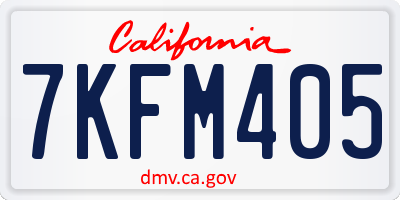 CA license plate 7KFM405