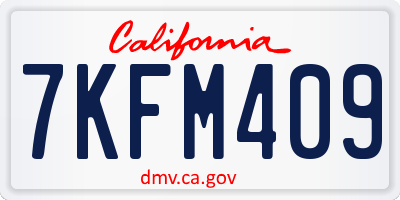 CA license plate 7KFM409