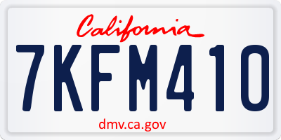 CA license plate 7KFM410